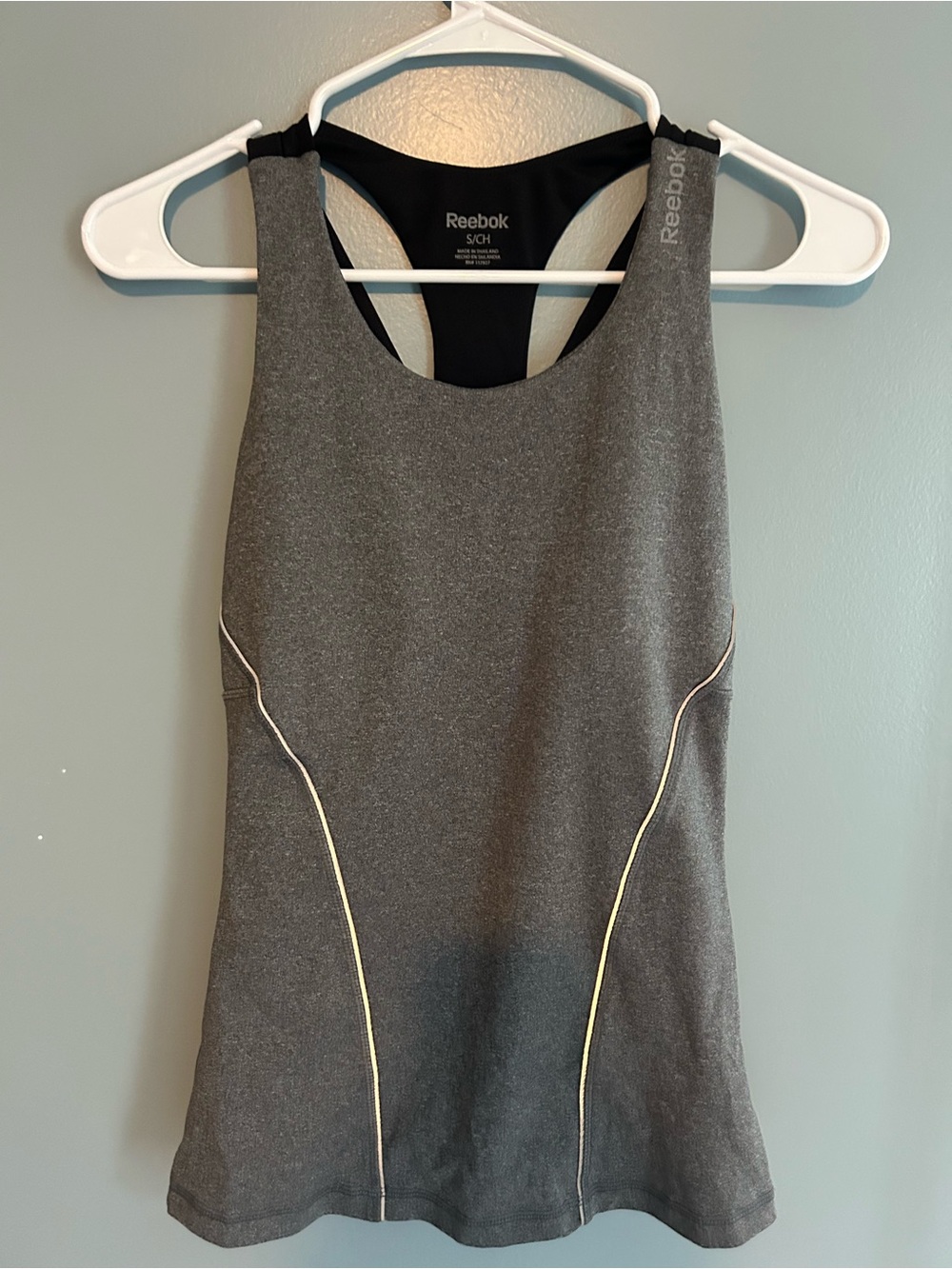 Reebok Women's Gray Racerback Tank with Contrast Piping